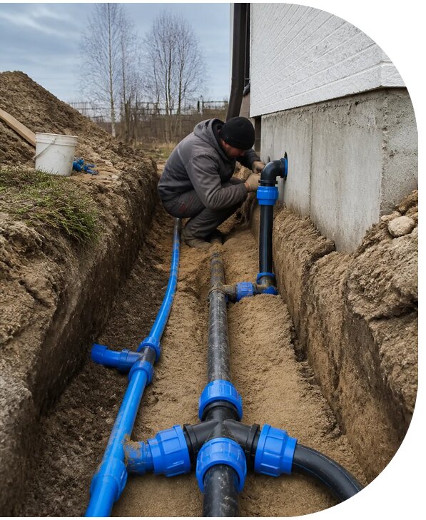 Монтаж наружного водопровода на участке под ключ в Сочи